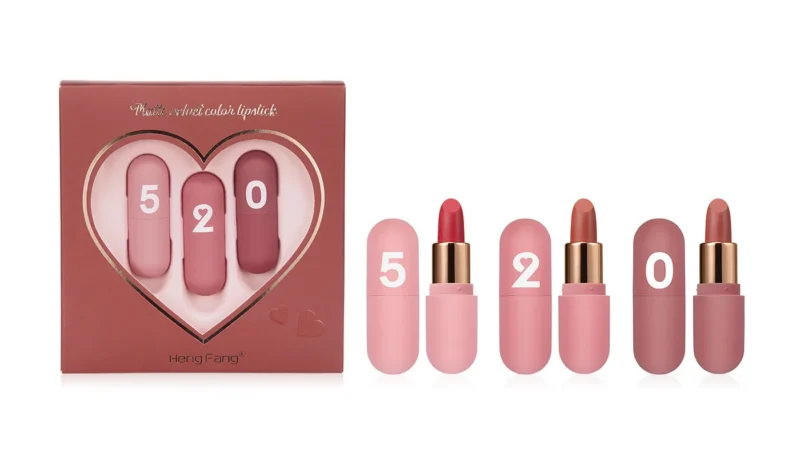HengFang Velvet Matte Lip Glaze Set 3-Pack with Long Lasting Non-Stick Formula